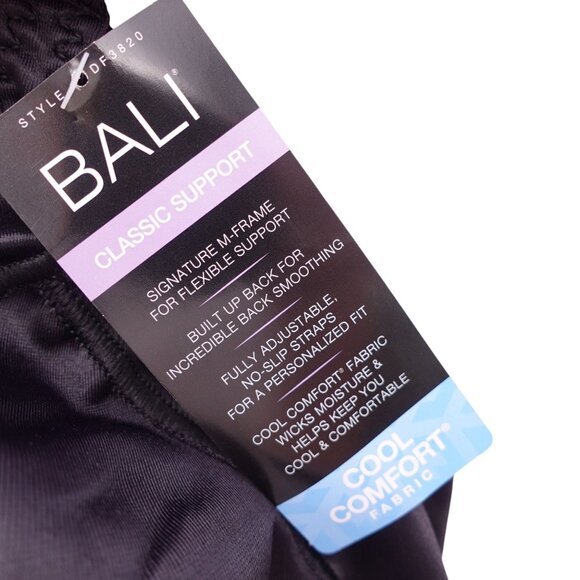 NWT Bali Double Support Wireless Bra Sz 36C Black Satin Finish Full Coverage - Picture 6 of 11